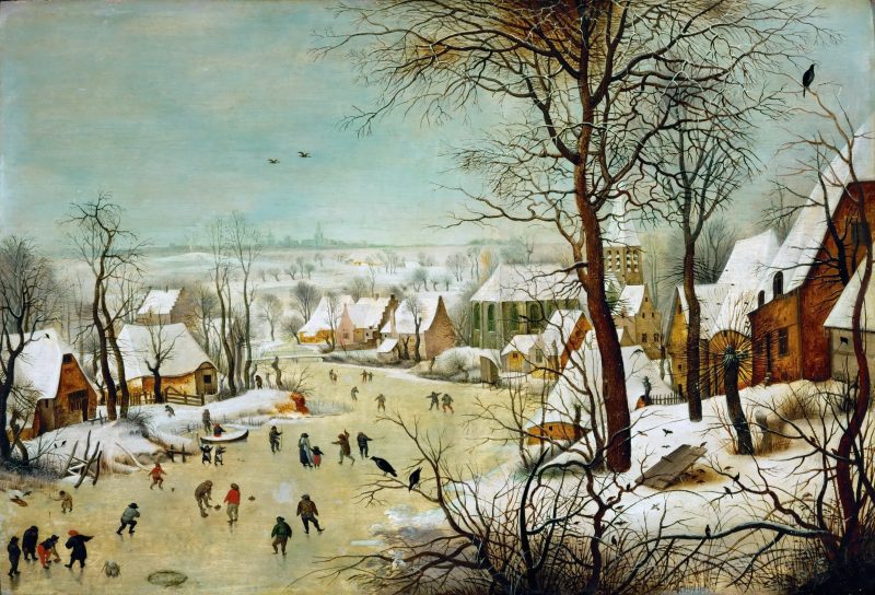 Winter Landscape with Skaters and a Bird Trap, Pieter Bruegel the Elder